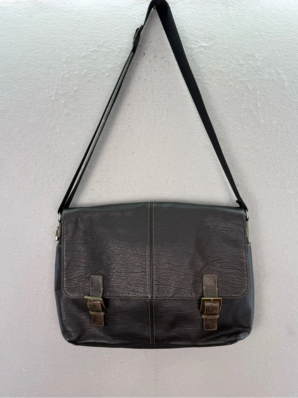 BOCONI - Men’s brown Genuine leather travel messenger Crossbody shoulder bag